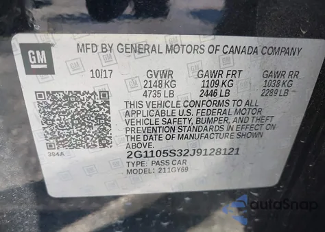 2018 Chevrolet Impala Lt from USA, damaged, VIN 2G1105S32J9128121